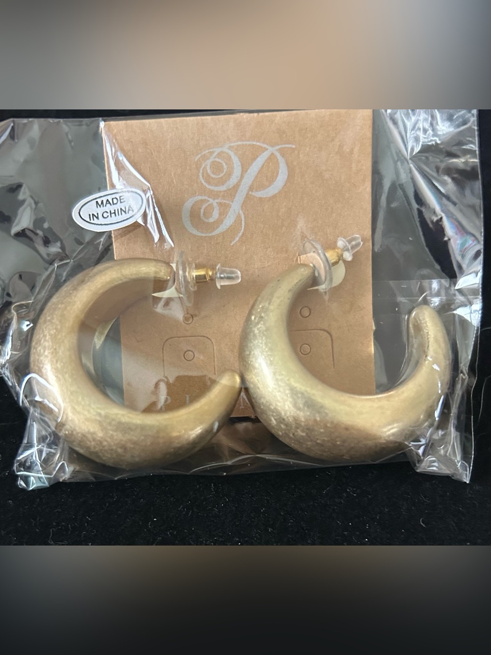 Plunder Matte Gold Crescent Lightweight Hoop Earrings